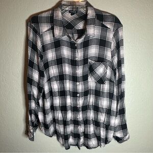 Torrid Black and Pink Plaid Button Down Shirt